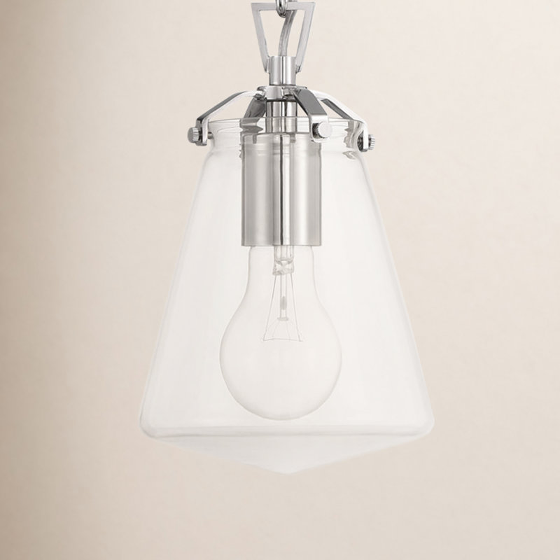 Luminaire suspendu conique à 1 lumière Blair, Nickel poli