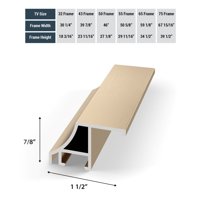 Alloy Scoop Deco TV Frame for Samsung Frame TV and Frame Pro, Pale Gold, 32"