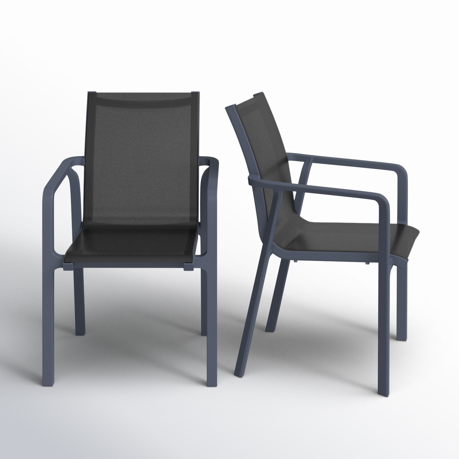 Farrah Stacking Patio Dining Armchair, Dark Gray/Black
