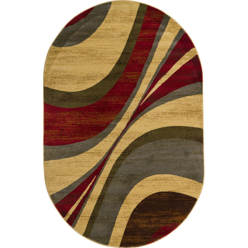 Abstract Indoor Rug, Oval 5'3" x 8'