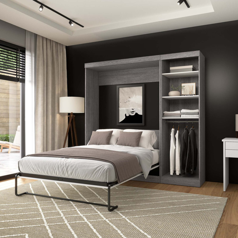 Arthor Metal Murphy Storage Bed, Bark Gray/White