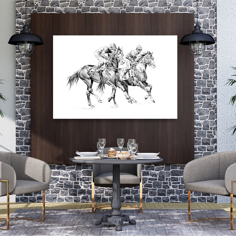 Impression d'art mural cheval traditionnel dynamique, H 40 po x l 60 po
