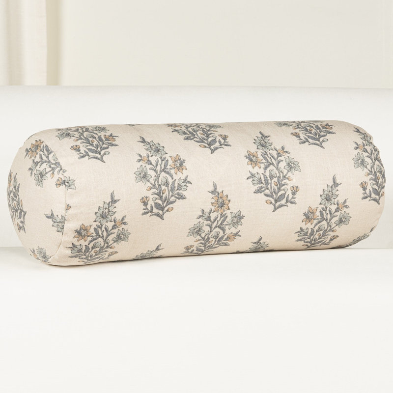 Coussin en polyester Weatherford, Encre florale, Traversin H 8 po x l 21 po, Polyester