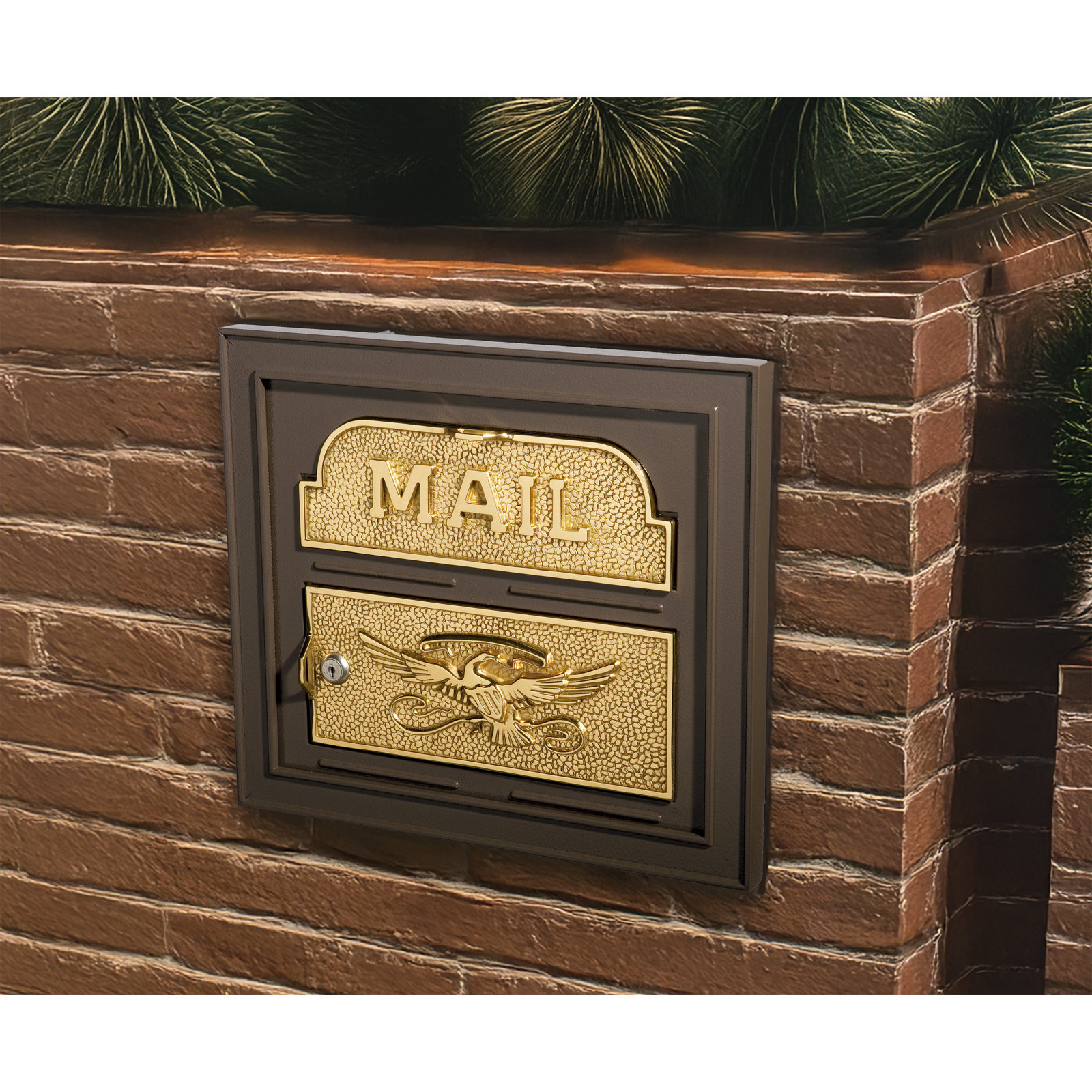 Classic Faceplate Mailbox - with Polished Brass Accents, Bronze