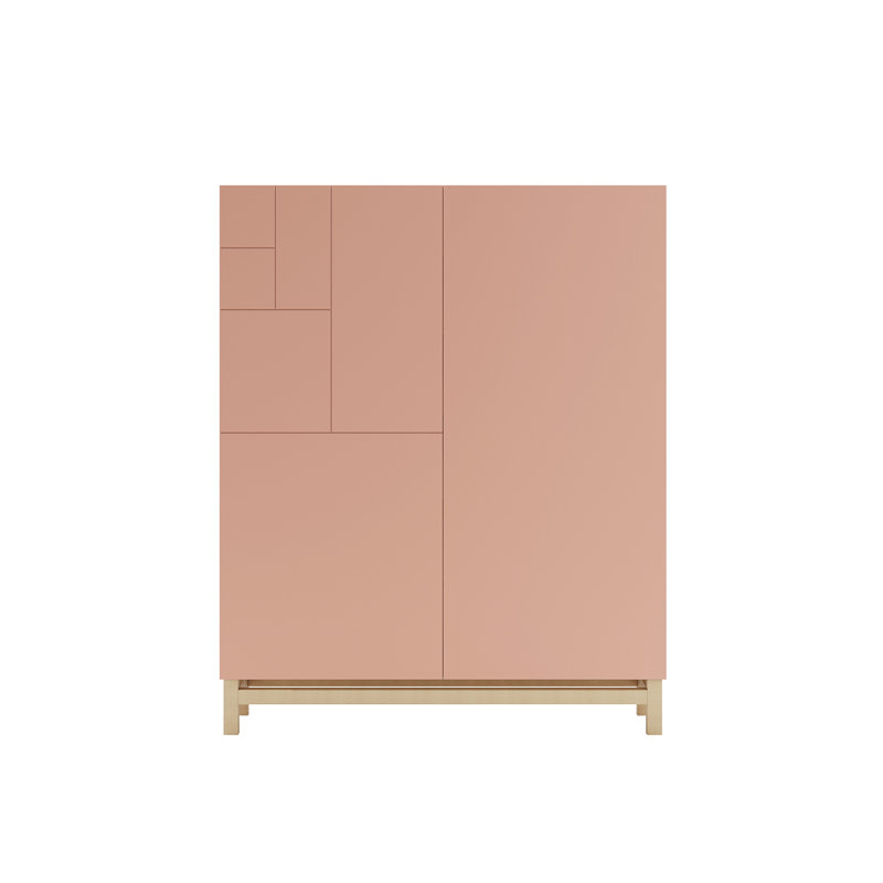 18 Pair Shoe Storage Cabinet, Pink/Light Oak
