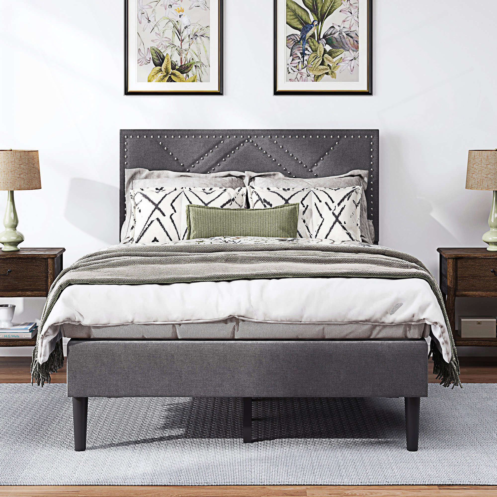 Ebern Designs Bed Frame With Storage Headboard | Wayfair