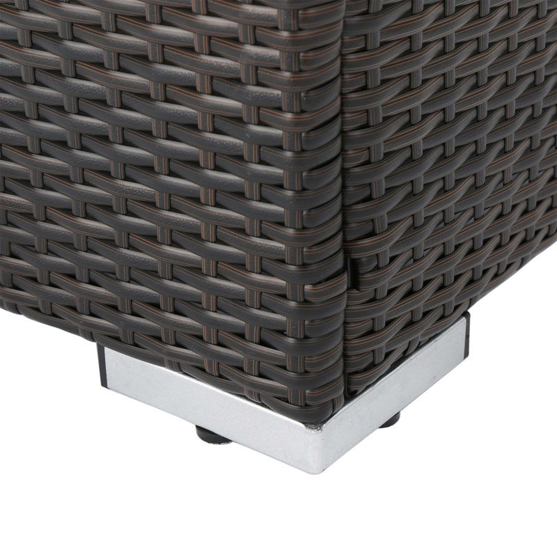 Repose-pieds d'extérieur en osier rembourré et durable pour la détente de patio et de jardin., Beige