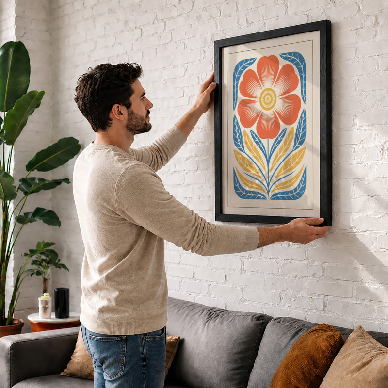 Symmetry in Bloom Botanical - Framed Print, Oak, A4 - 29.7 x 21.0 cm
