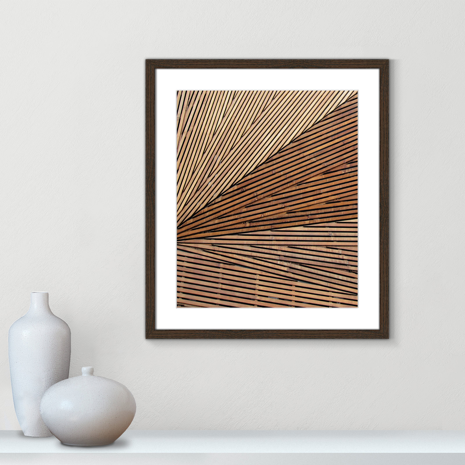 Fayette "Geometric Wood Panel 1" Print, 19" H x 16" W x 0.75" D, Walnut Wood Grain