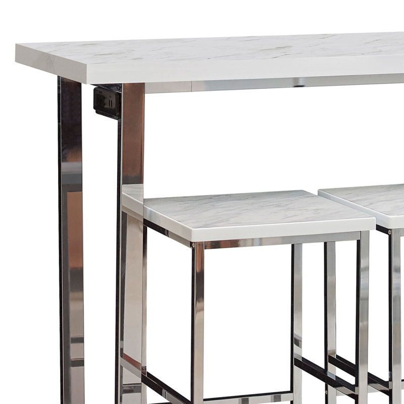 Ledesma White Marble 4-Piece Dining Set