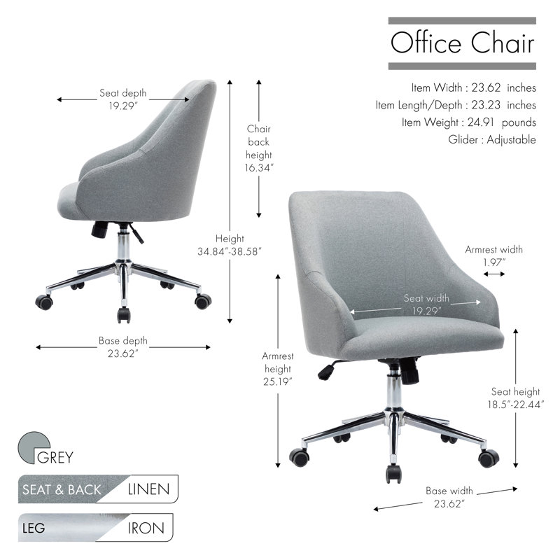 Felyx Linen Task Chair, Gray