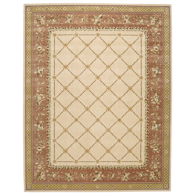 O'Fallon Floral Wool Tan Area Rug, Square 12'