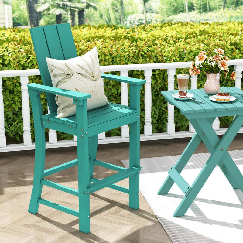  Chaise haute Adirondack avec accoudoirs ergonomiques et repose-pieds pour la cour arrière, Turquoise