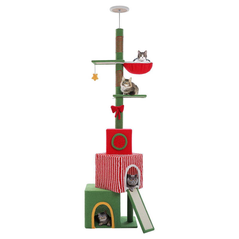 Large Indoor Height-Adjustable Christmas Cat Tree