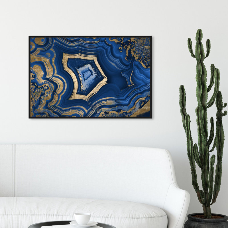 «Blue Geode - Floater Frame», reproduction d'impression sur toile, H 36 po x l 54 po