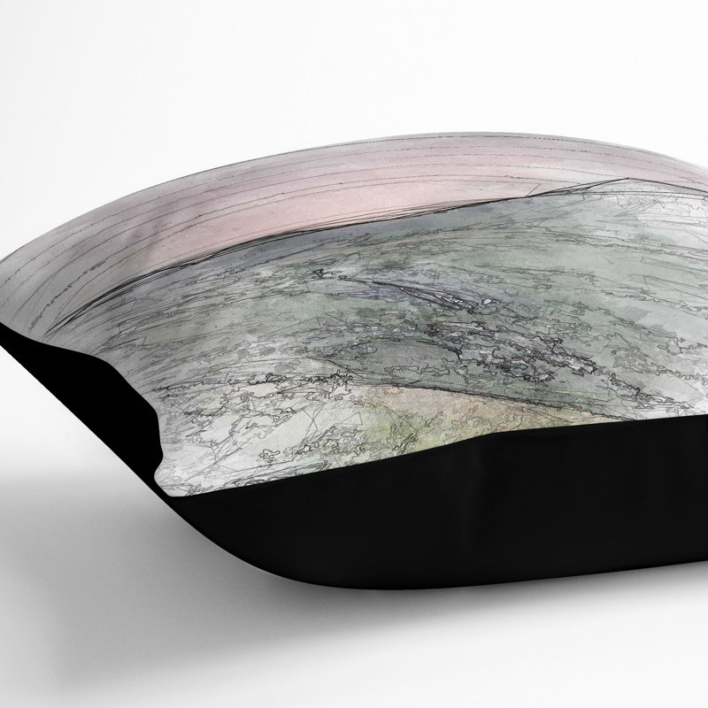 High Alpine Road in Austria Sketch Cushion with Filling, 55cm H x 55cm W x 20cm D, Black