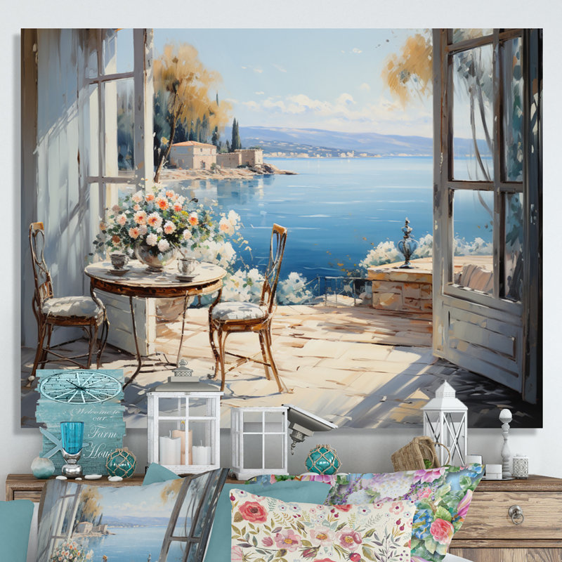 Décoration murale Aliviana French Coastal à Cannes II - France, H 30 po x l 40 po x P 1,5 po, Toile tendue