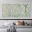 Abstrait botanique vert, feuilles blanches, 3 pièces-91874973-91874970