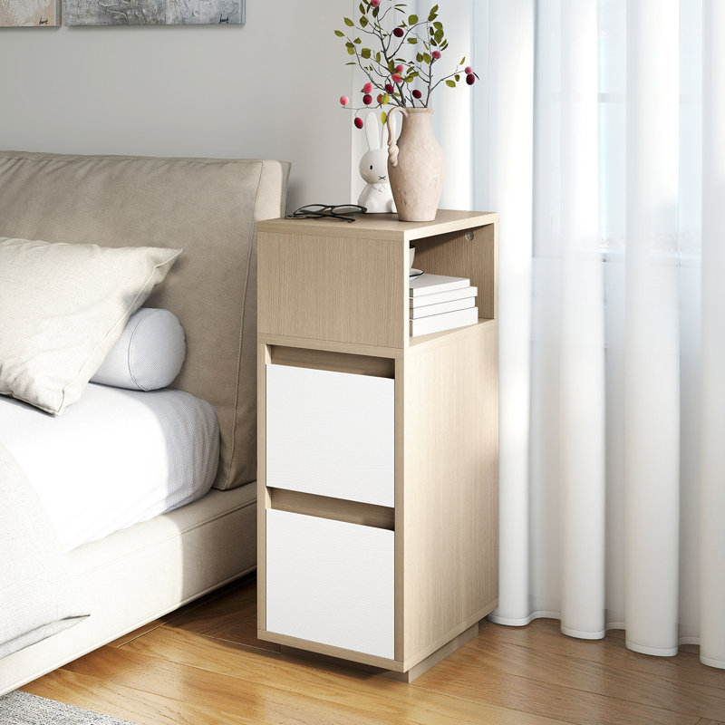 25cm W Particle Board Bedside Table, Natural Wood Finish