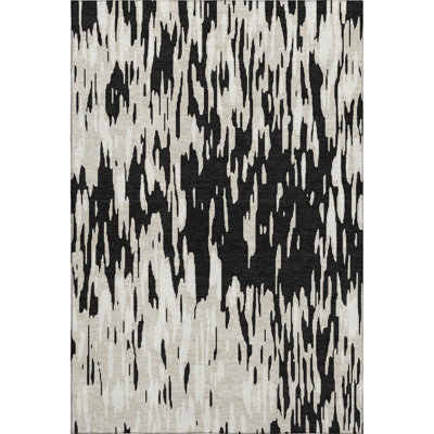 Premium Machine Washable Prisco Black Rug