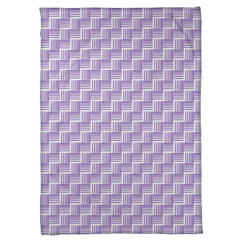 Couverture polaire à rayures classic basketweave, l 60 po x L 80 po, Mauve / Blanc