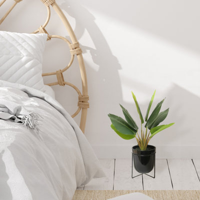 15'' Faux Banana Leaf Plant in Ceramic Pot