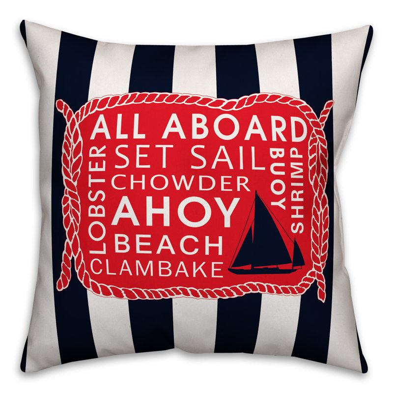  All Aboard Stripes Throw Pillow