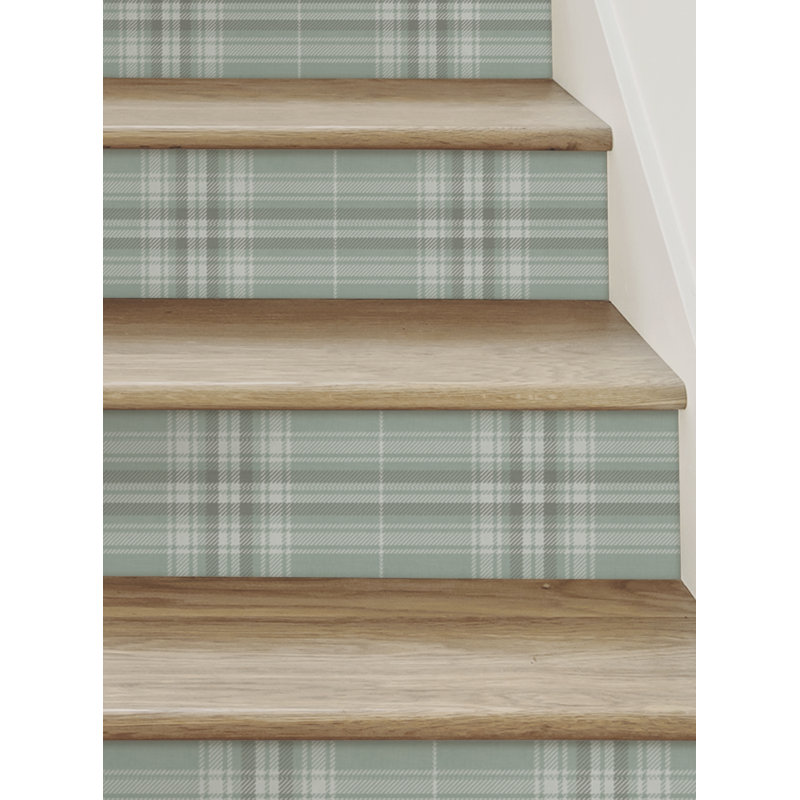 Élévateur d'escalier confortable en vinyle à carreaux pelez et collez, 7" H x 48" W, Sauge