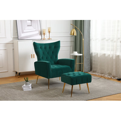 Wickham Upholstered Armchair with Ottoman