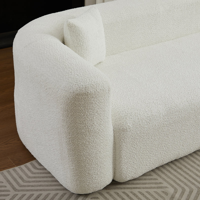 Canapé modulaire de luxe à dossier incurvé de 109,4 po, canapé à dossier courbé moderne en tissu de chenille, deux coussins décoratifs minimalistes en forme de L pour le salon (beige méridienne)