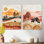 «Pastel Cow into the Golden Landscape I - Farmhouse 2 Panneaux», reproduction d'art murale en métal