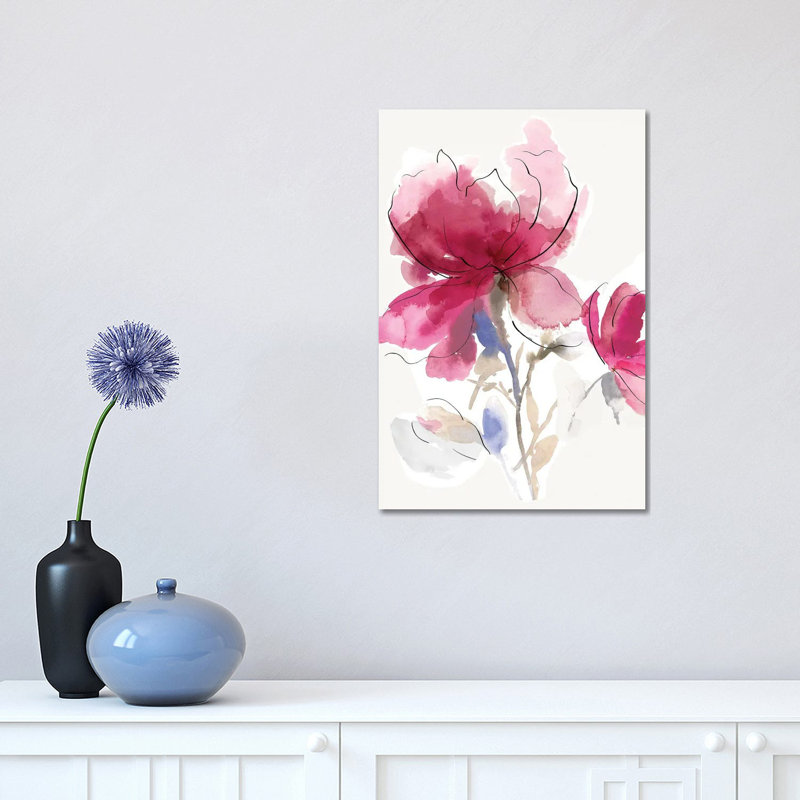 Rosy Bloom I by Asia Jensen - Wrapped Canvas Painting, 30.48 cm H x 45.72 cm W