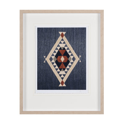 Blue Tapestry II a Hand Embelished Textured Framed Art Print Matted under Glass