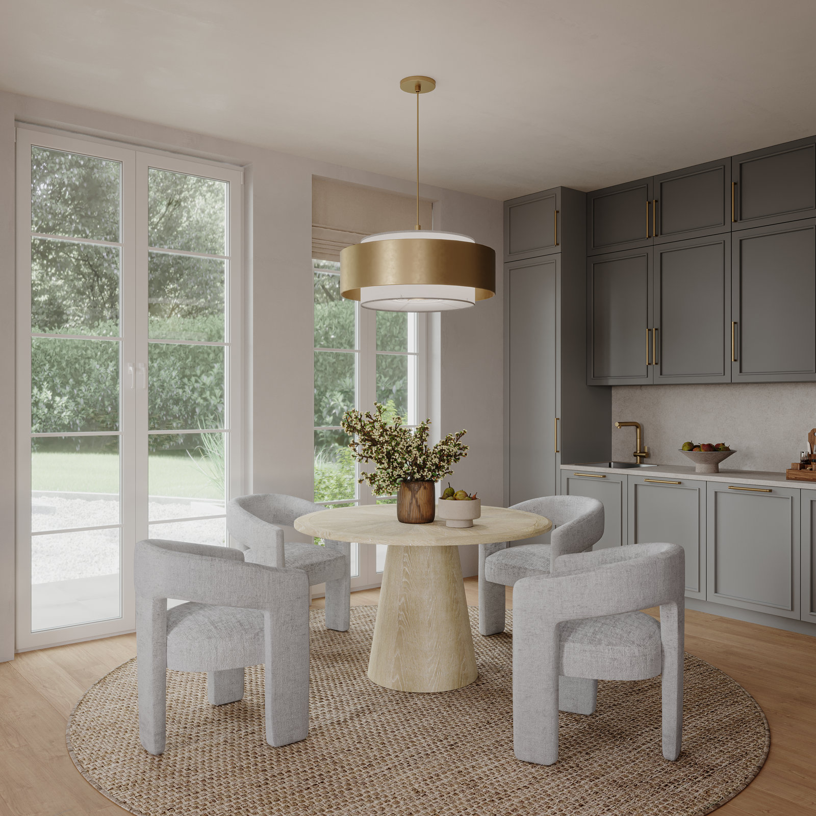 Darlington Dining Table Set, Washed, Gwen Gray Microsuede