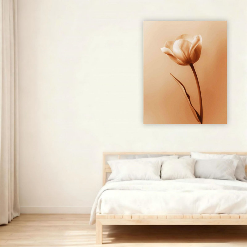 «Warm Tulip Flower», art mural sur toile sans cadre 24 po x 36 po