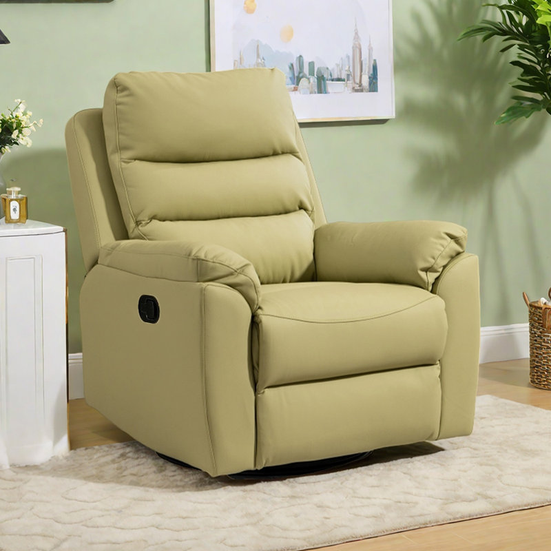 Home Casual Artificial Leather Functional Recliner, Yellowish Green