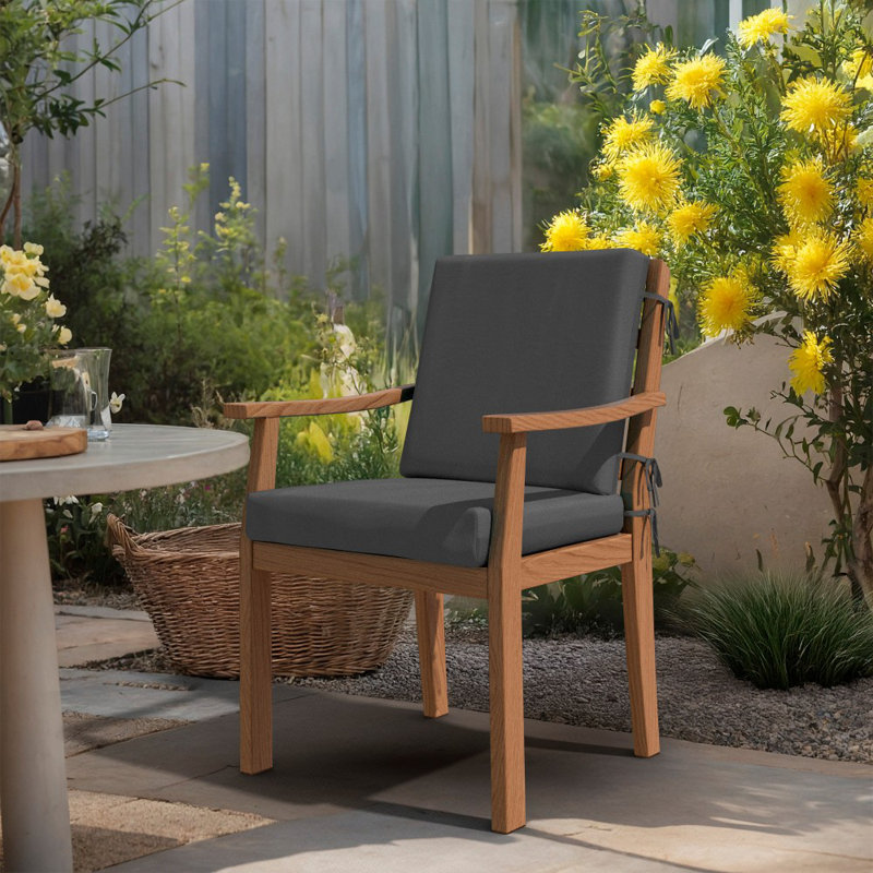  Dining Chair Cushion, 20" X 40" X 3.5", Premium Memory Foam Core With Waterfall Edge, Solstice Olefin Fabric, Patio Cushion For Outdoor Dining Chairs
