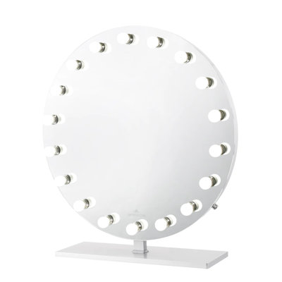Miroir de maquillage Monarch Pro Light, miroir de table rond lumineux avec base rectangulaire robuste
