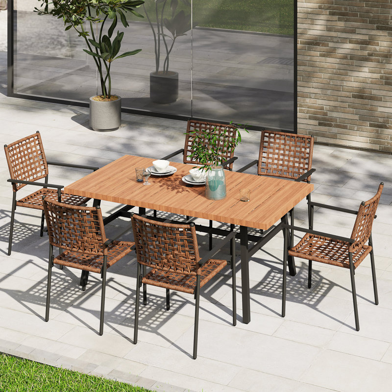 Rectangular 6 - Person 65'' L Outdoor Dining Set