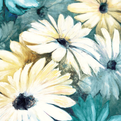 Blue And Yellow Daisies - Wrapped Canvas Painting