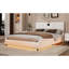 Lit double en similicuir blanc avec lumières à DEL, rembourrage généreux pour la tête de lit, haut-parleurs, cuir moderne sans sommier, lumières à humeur, tête de lit épaisse, ressort-1288178636