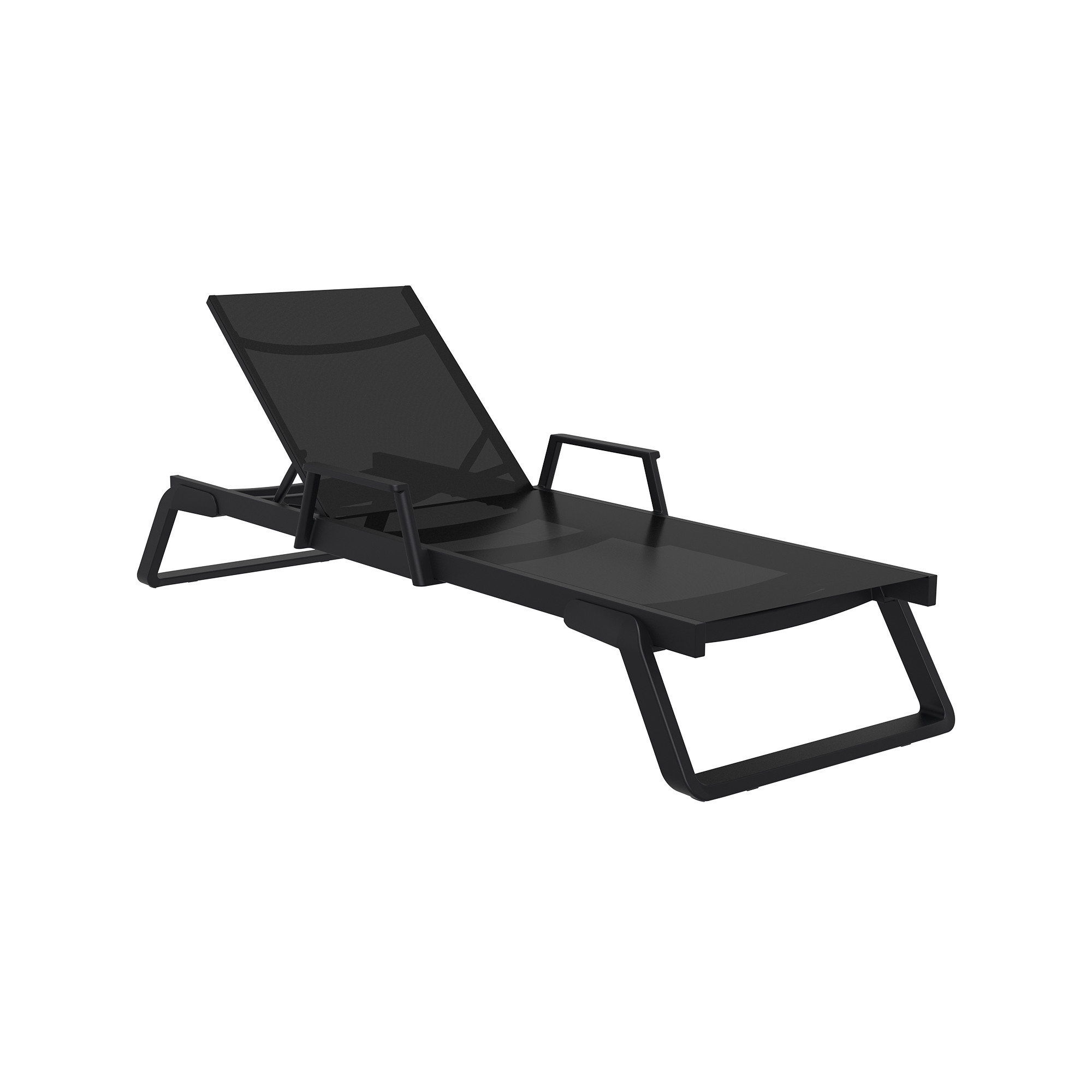 Genelda Outdoor Chaise Lounge, Black