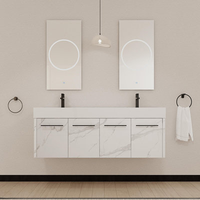 Meuble-lavabo mural avec double lavabo en résine