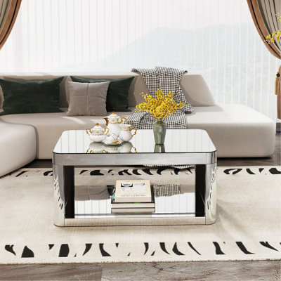 Table basse de salon en verre avec plateau en verre