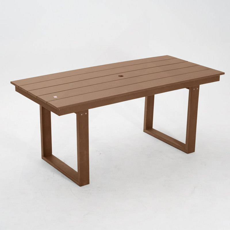 Table de salle à manger et de réunion 67 po en PEHD pour l'extérieur, résistante aux intempéries, 6 places assises, chaise peu encombrante