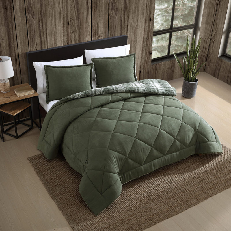 Ensemble d'édredon vert Eddie Bauer, Édredon pour grand lit + 2 taies décoratives