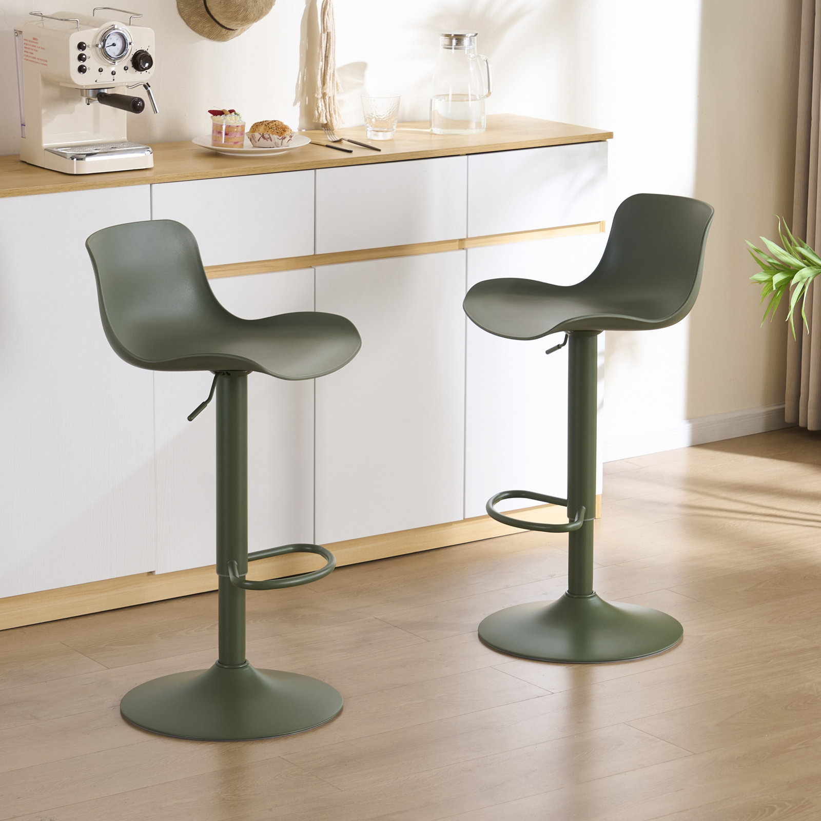 Meli Swivel Bar Stool, Green