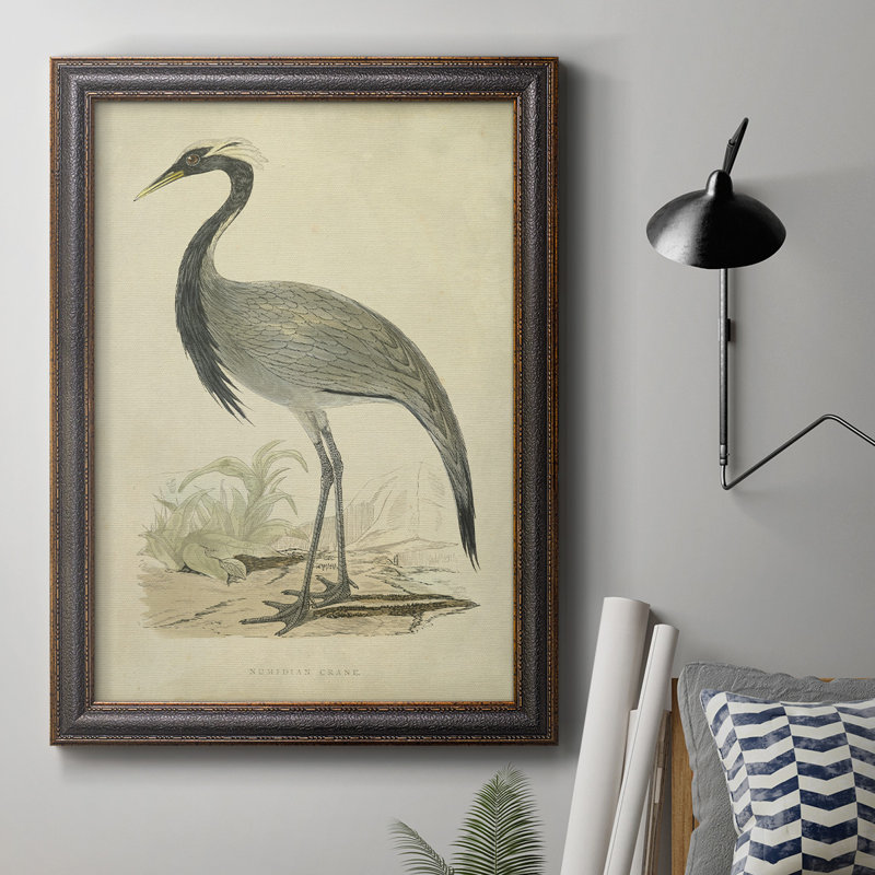 Toile avec cadre de qualité supérieure Morris Crane II - prête à être accrochée, H 20 po x l 16 po x P 2,5 po