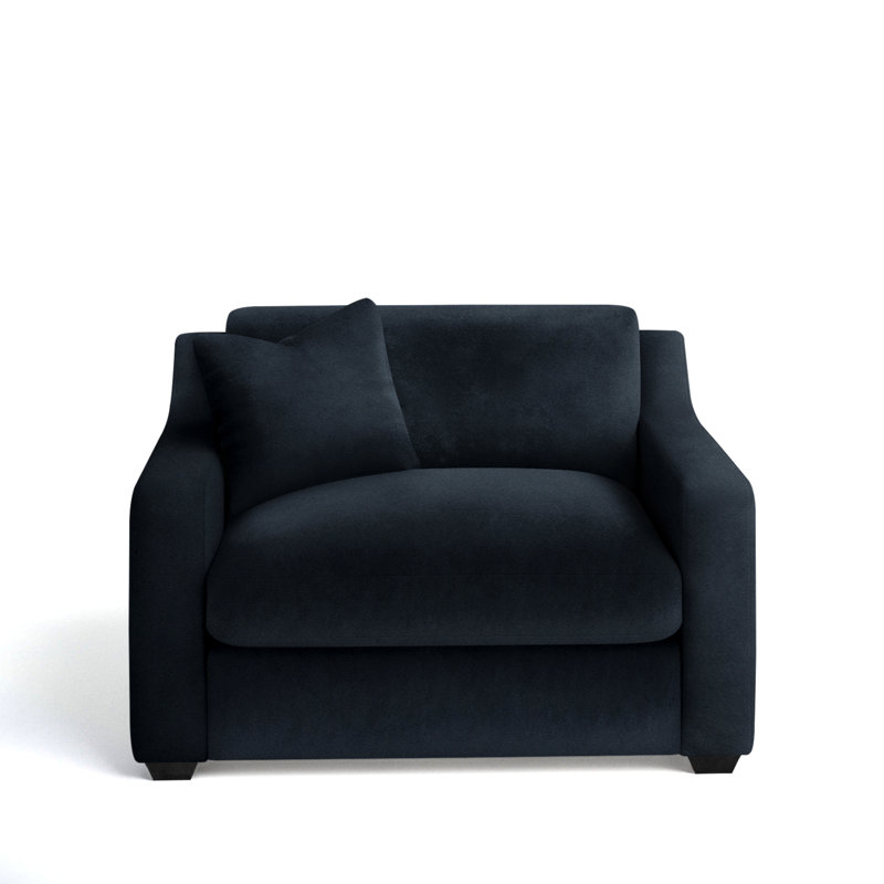Rhodes Upholstered Chair And A Half, Bella Ink Blue Performance Velvet