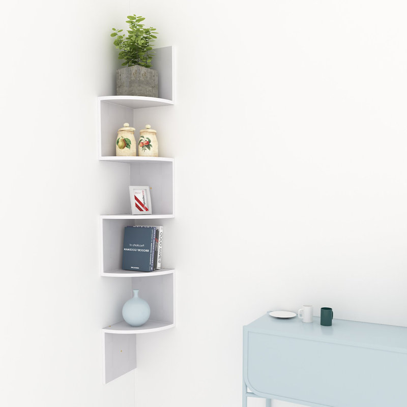 5 Piece Corner Shelf, White
